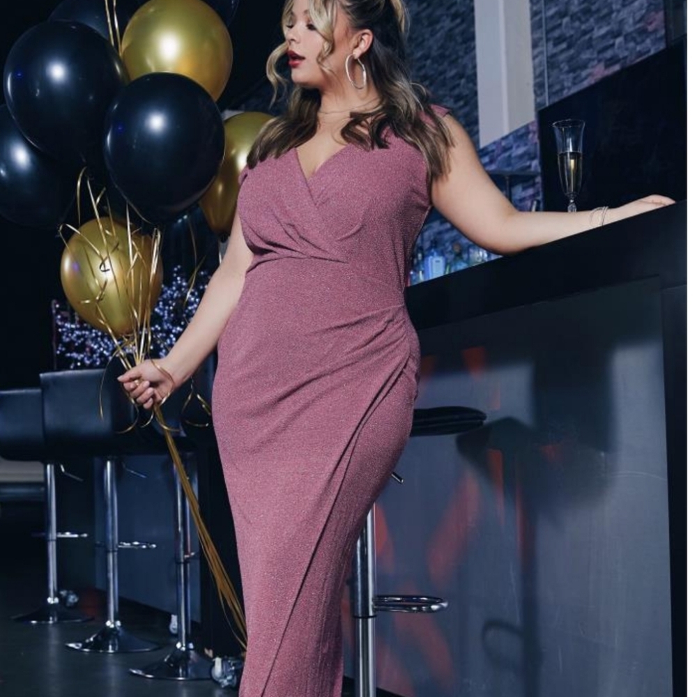 Glamorous Blush Shimmering Maxi Gown